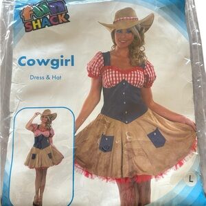 COWGIRL Fun Shack Cowgirl Dress & Hat Halloween Contest  Costume Size Large